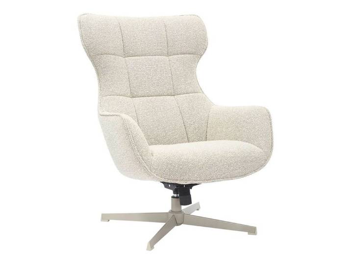 BALTASAR - Fauteuil Pivotant Tissu Bouclette Chiné Beige Clair