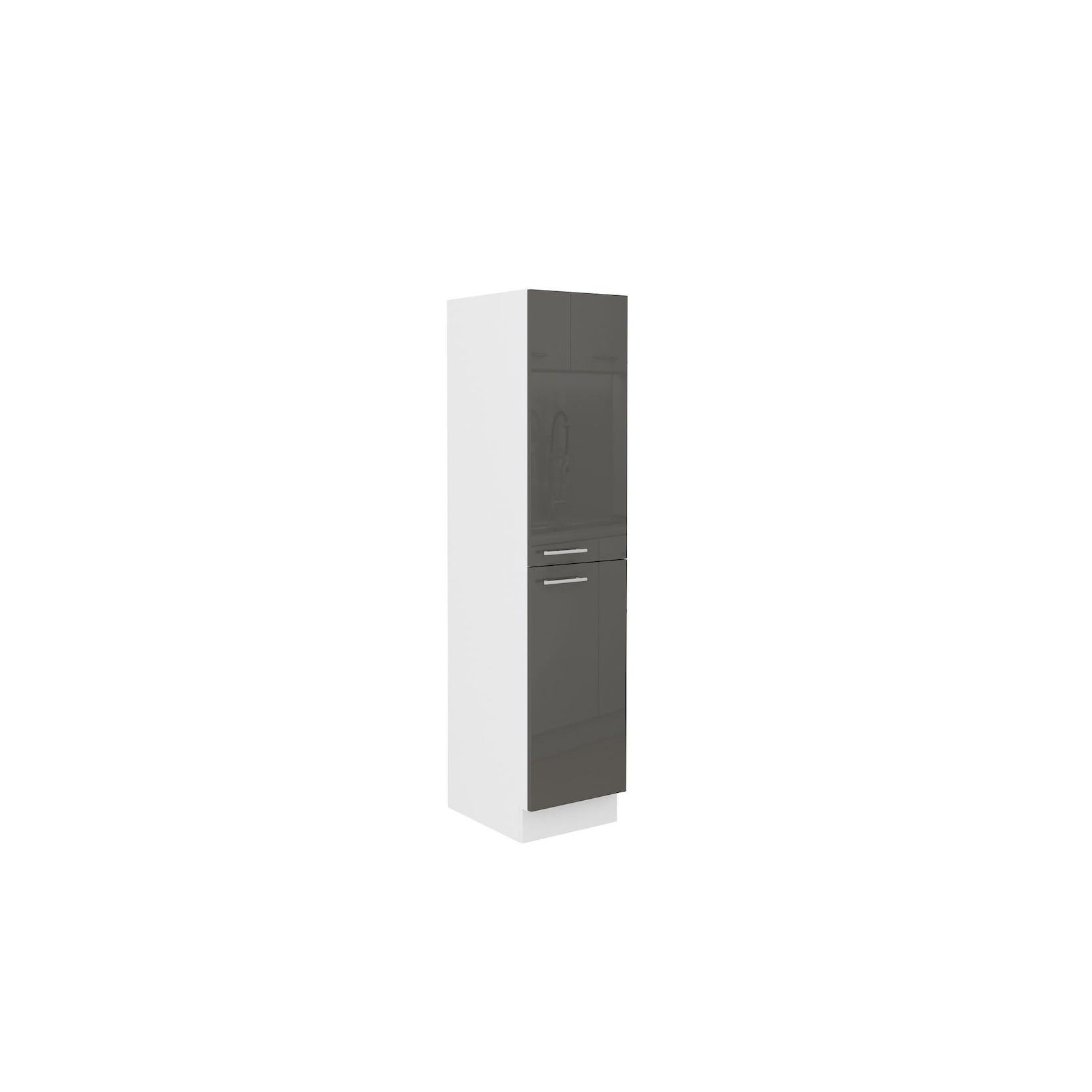 Küchen Midi Hochschrank 30 Lara Grau Glanz + Weiss matt Küchenzeile Küchenblock