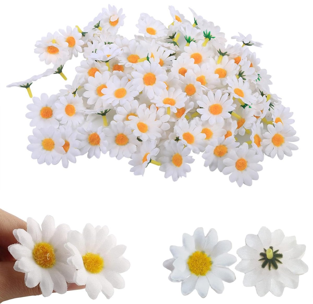 200 stuks Kunstmadeliefjes Decoratie bloemenboeketten Wit