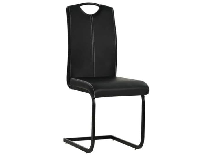KGHERMDF Freischwinger 2 STK. Schwarz Kunstleder Stahlgestell, Schaumstoffpolster, Belastbar bis 110 kg, Einfacher Zusammenbau