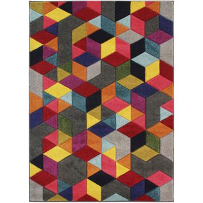 Teppich FLAIR RUGS "Dynamic", bunt (multi), B:120cm H:10mm L:170cm, Polypropylen, Teppiche, Teppich, fußbodenheizungsgeeignet, Cube Muster, bunt, Wohnzimmer