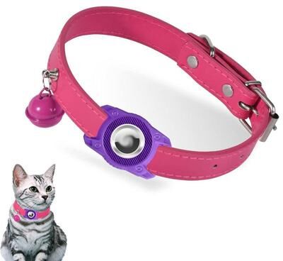 Everyday Crate Waterproof AirTag Pet Collar With Secure Anti Lost Tracker Holder purple