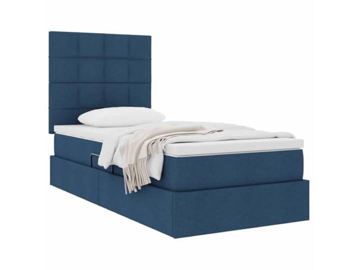 KTHLBRH Einzelbett Blau 90 x 200 cm mit Stauraum Hydraulisches Heben, Kunstleder, Metallrahmen, Matratze inklusive