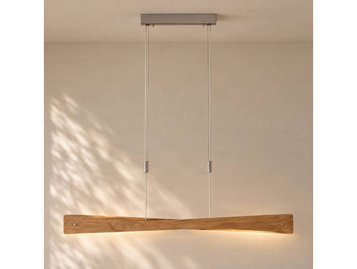 Holz Hängelampe Lian Quitani, dimmbar, Holz hell, für Wohn- / Esszimmer, Holz, Design, Pendelleuchte