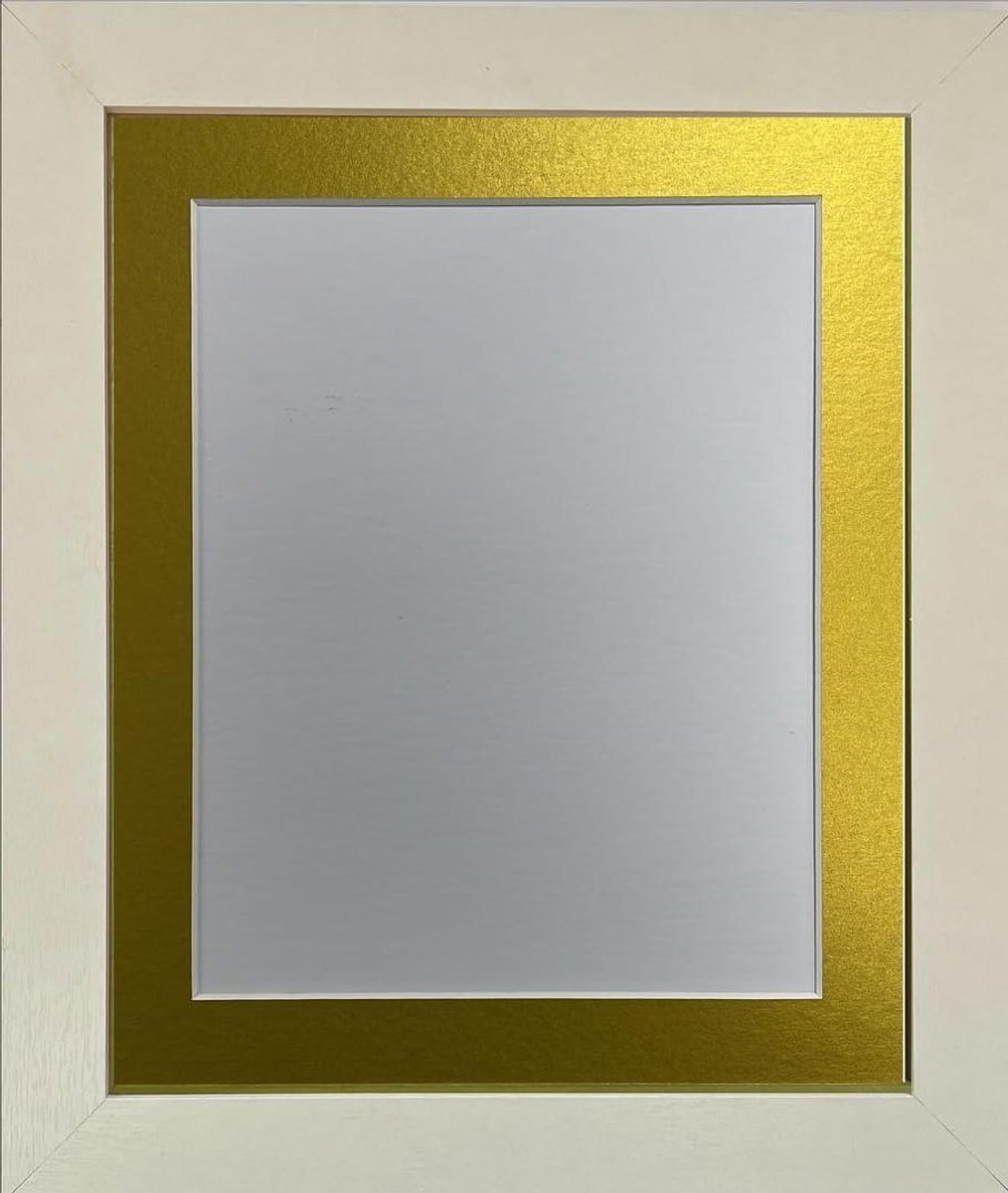 Fotolijst Studio Wandlijst met Gouden Mount voor A1 en A2 - Natuurlijk Wit