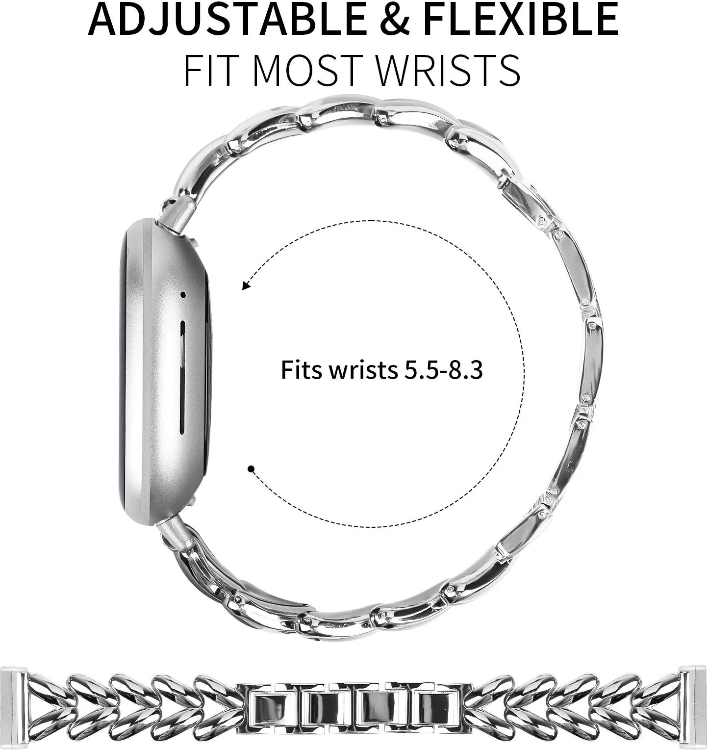 INF Edelstahl-Uhrenarmband für Fitbit Versa 4 Silber