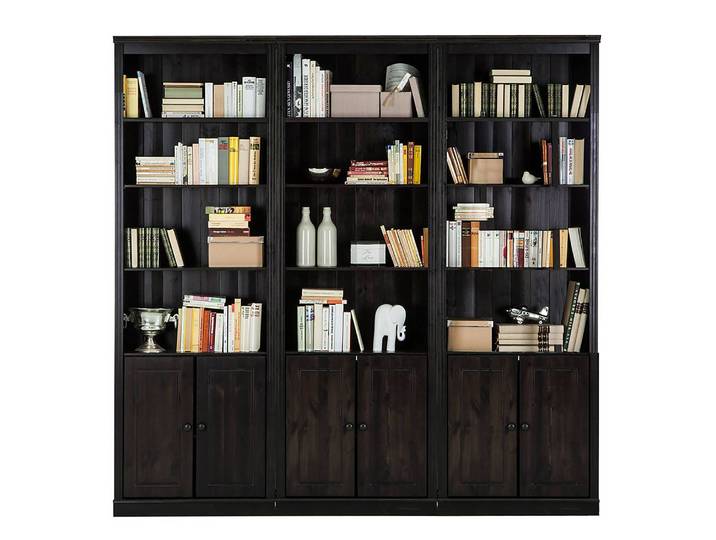 Bibliothèque massive C Pin massif, verni Marron/Epicéa Havanna 222 x 223 x 37cm
