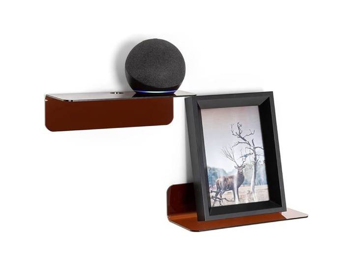 Petite Etagere Murale Collante Lot de 2 Agrandissez Facilement l espace Mural - Etagere Murale s Percage en Marron