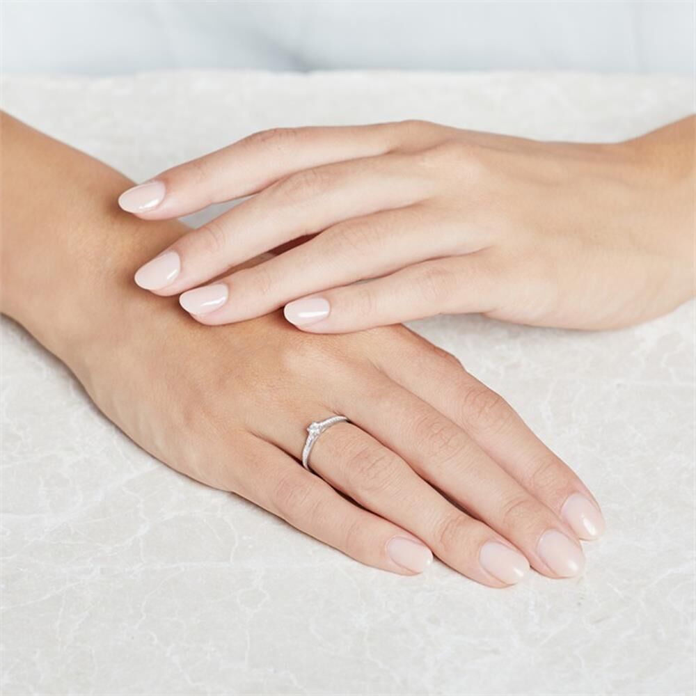 Brilladia Gravur Verlobungsring aus 14K Weißgold mit Diamanten silber