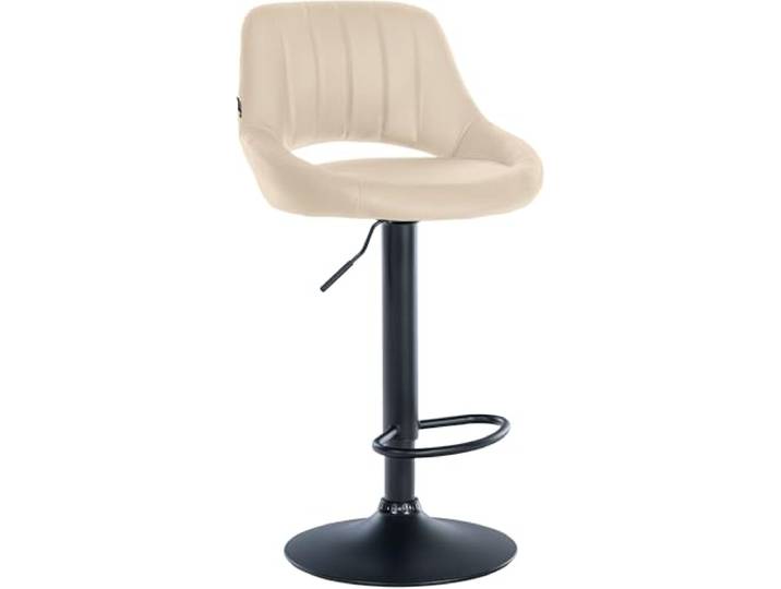 CLP Barhocker höhenverstellbar mit Lehne Milet, Barstuhl gepolstert Kunstleder, Tresenstuhl mit Metallgestell drehbar Farbe Creme Gestell Farbe schwarz