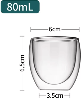Inspire Picks ThermoClear Double Wall Glass Coffee Cup Heat Resistant Drinkware Set 80ml 1pc
