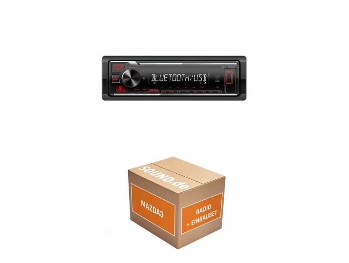 JUST SOUND best choice for caraudio Autoradio Einbauset Kenwood KMM-BT209 Mazda3 BM/BN Autoradio (RDS, AM/FM Radio, Animiertes Display, Freisprecheinrichtung, 1 DIN)