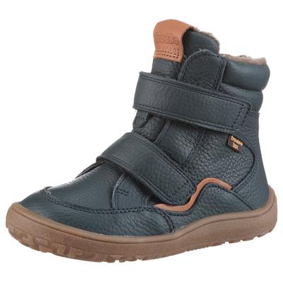 Barfußschuh FRODDO "BAREFOOT TEX WINTER", Mädchen, Gr. 31, wärmend, blau (dunkelblau), Leder, Schuhe Barfußschuh, Klettschuh, Winterstiefel mit TEX-Membrane
