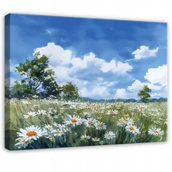 LEINWANDBILD Blumen Wiese Blau 120x80 cm