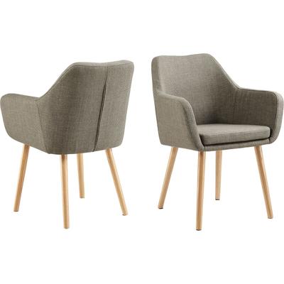 Armlehnstuhl SALESFEVER "Komfortabler Esszimmerstuhl mit Stil", braun (braun, natur, natur, braun), B:62cm H:84cm T:60cm, Massivholz, Polyester, Stühle, Armlehnstuhl, Stuhlbeine aus massivem Eichenholz