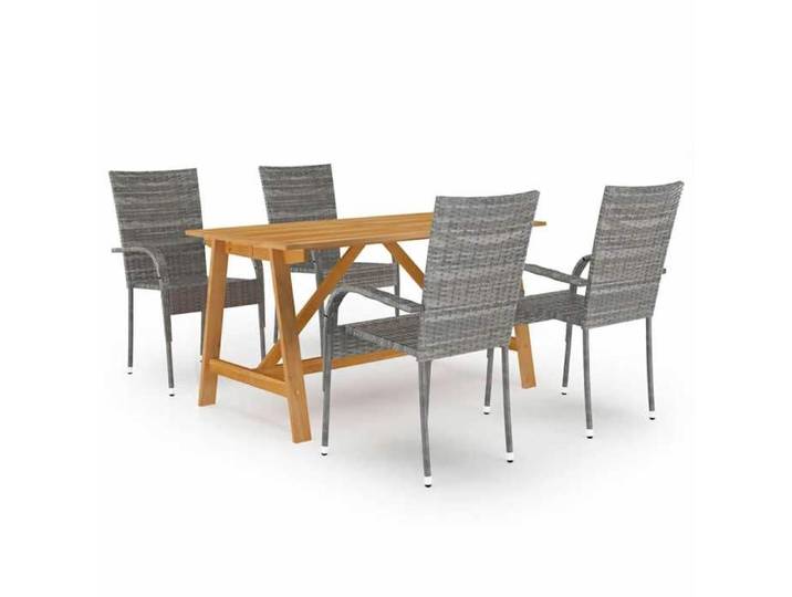 VIDAXL Ensemble Table avec chaises jardin (5 pcs) - ANTI-UV - Gris 140x70x73.5 cm M635