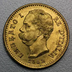 Goldmünze 20 Lire "Umberto I." verschiedene Jahrgänge (Italien)