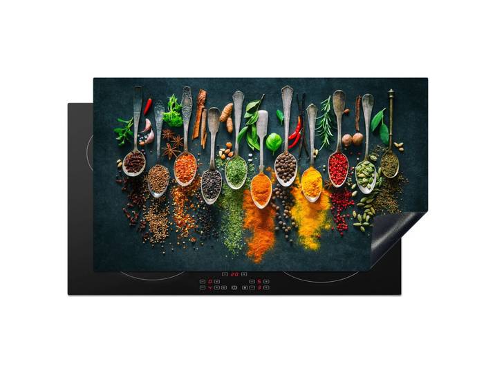 HERDABDECKPLATTE Kräuter - Gewürze - Löffel Induktionsschutz 91.2x52 cm