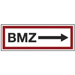 LimarLite Feuerwehrzeichen Textschild »BMZ Pfeil rechts« 29,7 x 10,5 cm Folie (0,4 mm), 29.7x10.5 cm