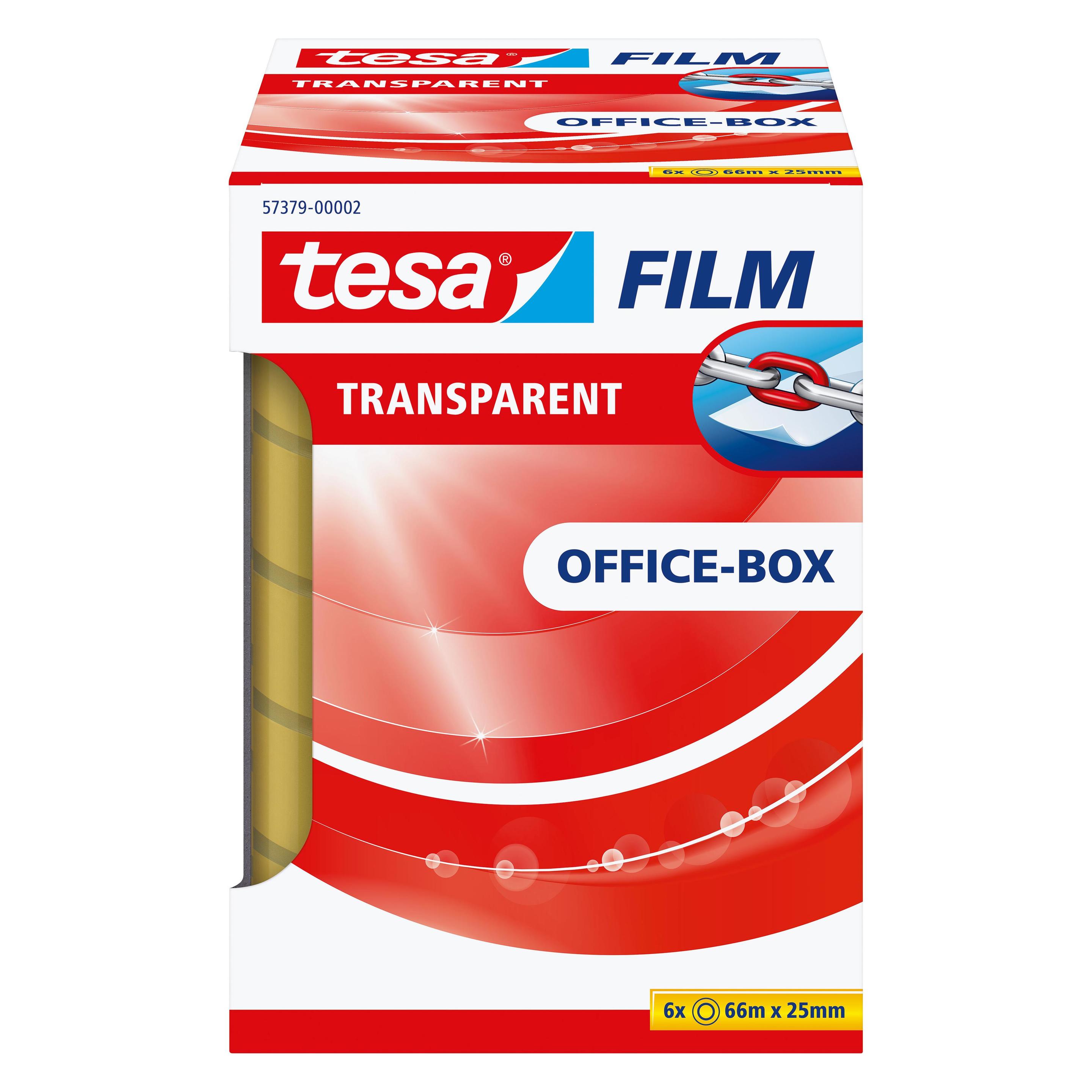 tesa 6x tesafilm TRANSPARENT - mit starker Haftung - alterungsbeständig und reissfest (25 mm) (57379-00002-01)