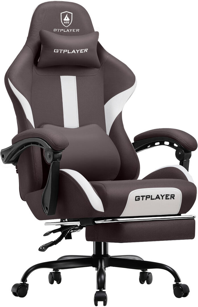 GTPLAYER Adjustable Swiveling PC & Racing Game Chair Brown 125cm H X 55cm W X 50cm D