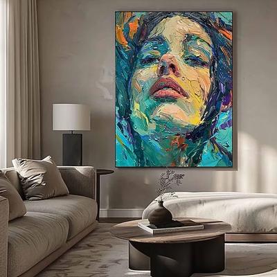 Tauchen Malerei Tauchen Wandkunst Schwimmen Mädchen Malerei grün abstrakte Kunst Tauchen im Ozean sinnliche Frau schwimmen handgemachte Leinwand Wandkunst