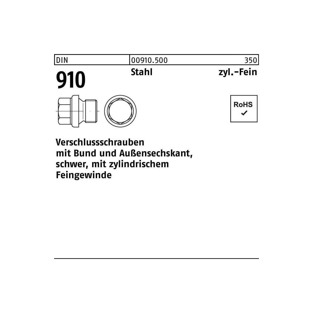 Sandisk DIN 910 Verschlussschraube Feingewinde VG M30x1,5 Stahl 5.8 blank ASK m. Bund (009105000300150)