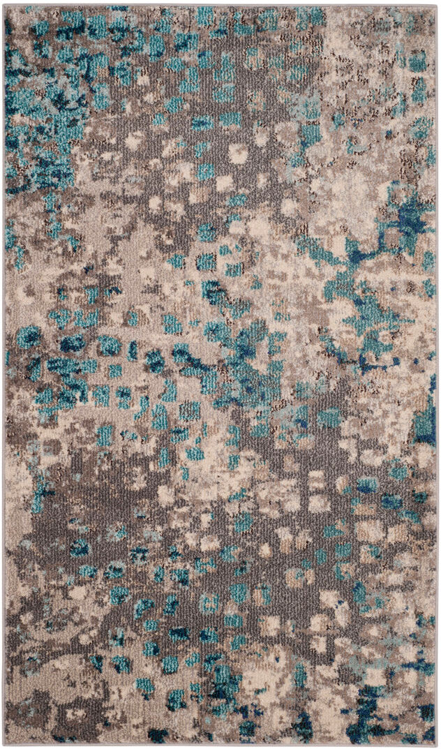 Borough Wharf Medellin Rectangle Abstract Area Rug Blue;Gray Rectangle 91 x 152 cm