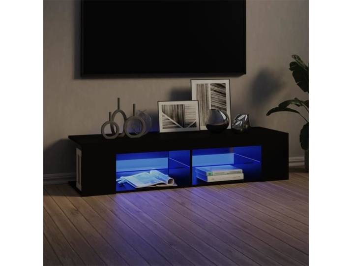 Fangming-Meuble TV avec lumières LED Noir 135x39x30 cm