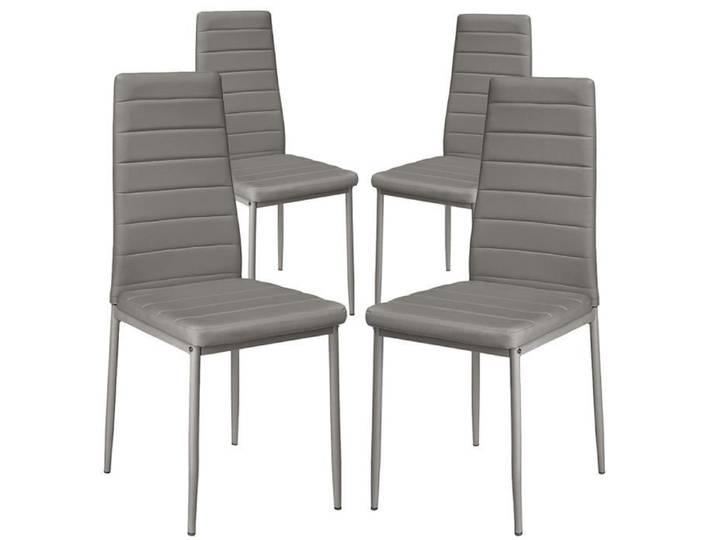 Chaise de salle à manger 8 compartiments - Gris - Homewell - Lot de 4 - Hauteur dossier: 53cm