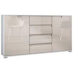 SIDEBOARD Sylt Sandgrau Hochglanz / Weiß Hochglanz