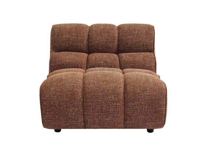 Chauffeuse capitonnée en tissu texturé - terracotta