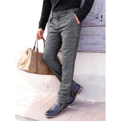 Cargohose MARCO DONATI, Herren, Gr. 54, Normalgrößen, grau (anthrazit, kariert), 51% Baumwolle, 31% Polyester, 16% Viskose, 2% Elasthan, kariert, unifarben, Hosen Cargohose