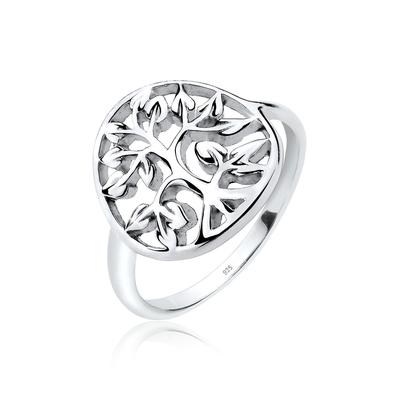 Silberring ELLI "Ring Lebensbaum Floral 925er Sterling Silber" Gr. 52, silber, Fingerringe, Damen, 52, Silber 925 (Sterlingsilber), Silberring