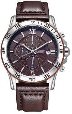 Everyday Crate OCHSTIN 6068A Mens Quartz Watch Waterproof Luminous Business Timepiece With Leather Strap silver+coffee