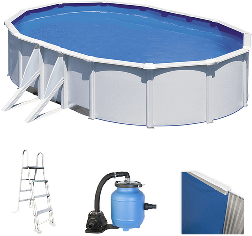 Piscine Gre Fidji Ovale 500x300x120cm - Piscine hors-sol en acier - Filtre Aqualoon