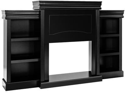 Costway 70 Inch Modern Fireplace Media Entertainment Center with Bookcase-Black