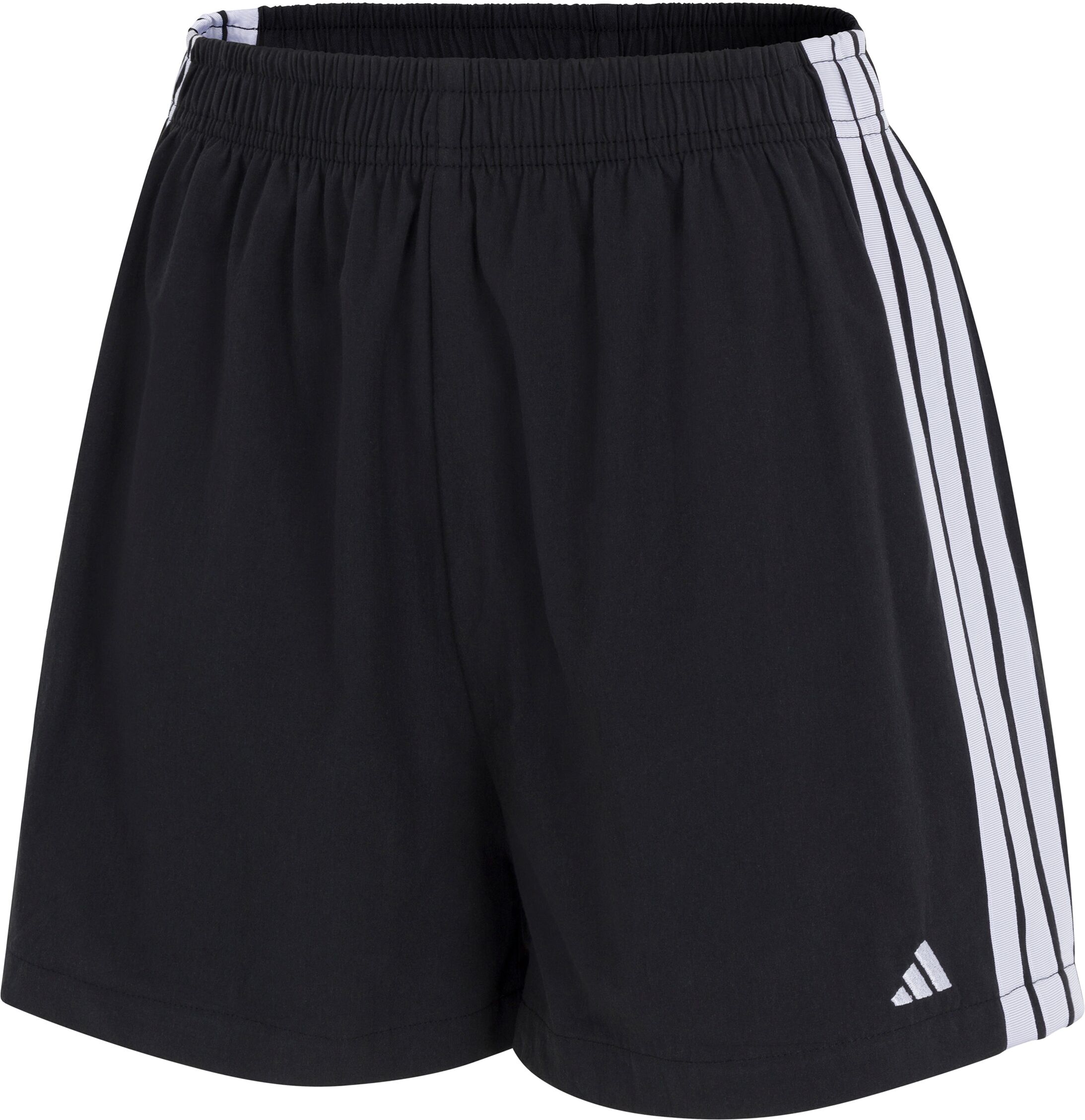 Webshorts ADIDAS SPORTSWEAR "Sport Active Essentials Cotton 3 Stripes", Damen, Gr. XS, N-Gr, schwarz-weiss (000, schwarz), Web, Obermaterial: 100% Baumwolle, weit kurz, Hosen Webshorts, überzogener, elastischer Bund, Pure Cotton, weites Bein, atmungsaktiv