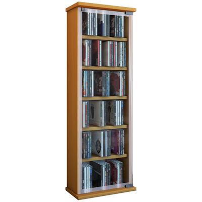 Media-Regal VCM "Holz CD DVD Stand Regal Schrank Classic Glastür", braun (buche), B:31cm T:18cm, Regale