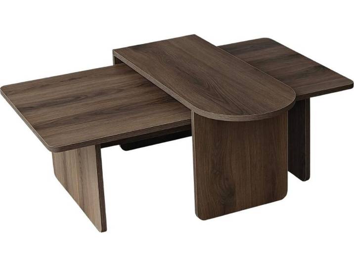 CALICOSY - Couchtische 2er?Set asymmetrische Tischplatten L105 cm - LIVIA