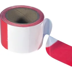 Absperrband 80mm x 66m Ring rot/weiss
