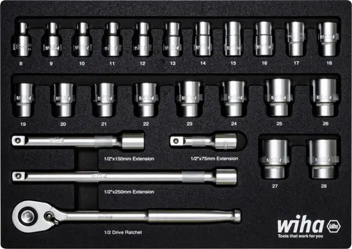 Wiha 44740 Steckschlüsseleinsatz-Set 1/2" 395mm