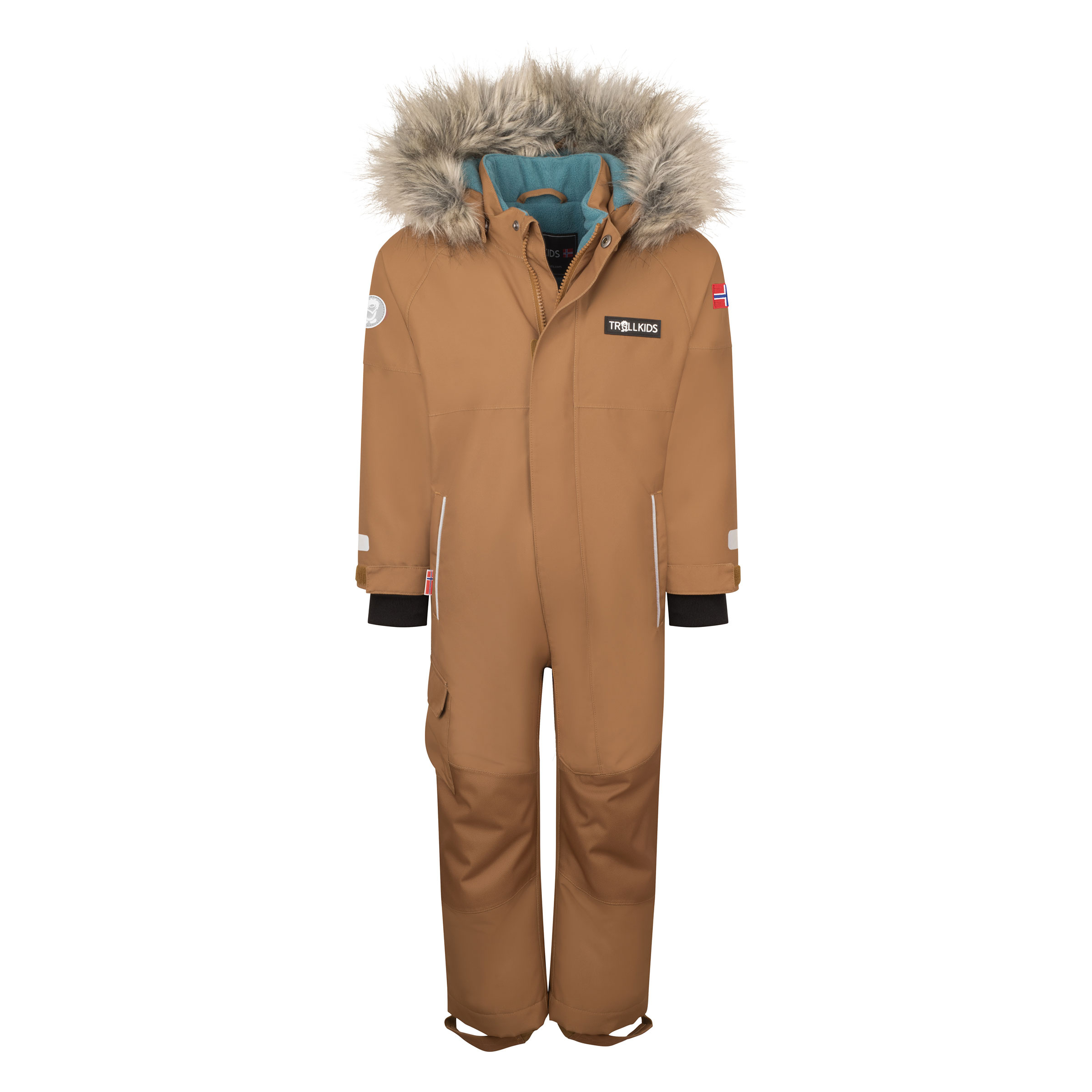 Trollkids Kirkenes Schneeanzug Kinder Overalls braun Größe 128 Lifestyle Winddicht Wasserabweisend