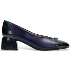 Hispanitas für Damen. BHI264922 Marine Leder-Schuhe Varsovia (38), 1 bis 3 cm, Schnalle, Lässig
