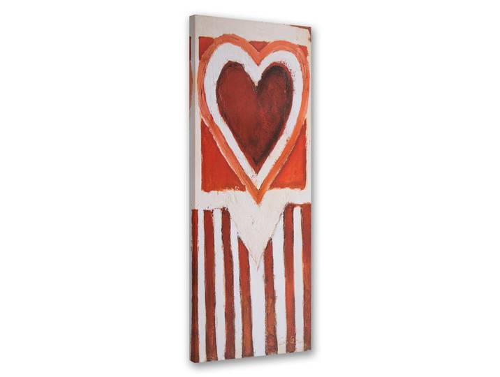 Feeby Wandbild gemaltes herz, Orange, Herz/Romantik, Rechteckig, 30x90 cm, Bilder & Rahmen, Bilder, Leinwandbilder