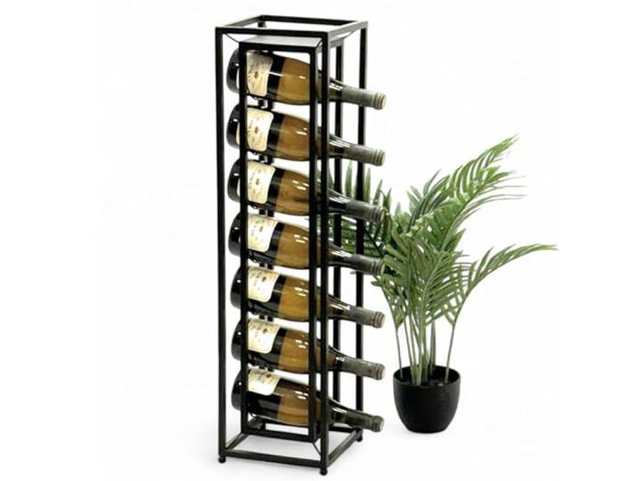 DanDiBo Weinregal Metall Schwarz Stehend Diamant 80 cm 96621 Flaschenregal Weinständer Flaschenhalter Schmal Modern