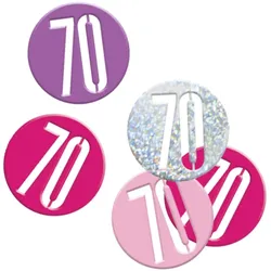 Konfetti rosa & silber Zahl 70