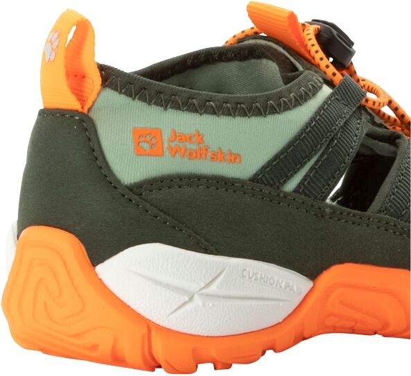 Sandale JACK WOLFSKIN "VILLI SANDAL K", Mädchen, Gr. UK5-EU38, Normalschaft, grün (mint, leaf), Main Material Second Material: 100% Polyamide. Lining: 100% Polyamide. Sole: 100% Rubber/ EVA, Schuhe Sandale