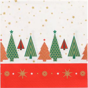 Papstar Servietten 89782 Plain Christmas Trees, 33 x 33 cm, 1/4-Falz, 3-lagig, 100 Stück