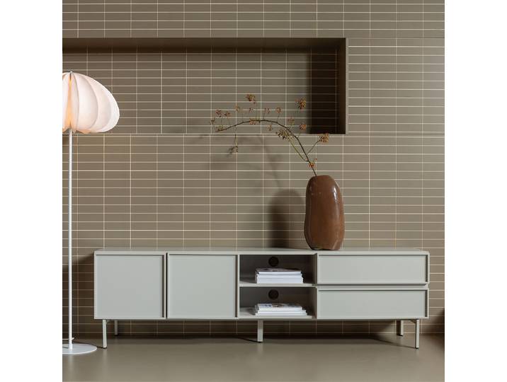TV-Lowboard Tours MDF Mitteldichte Holzfaserplatte , beschichtet Beige/Lichtgrau 180 x 51 x 42cm